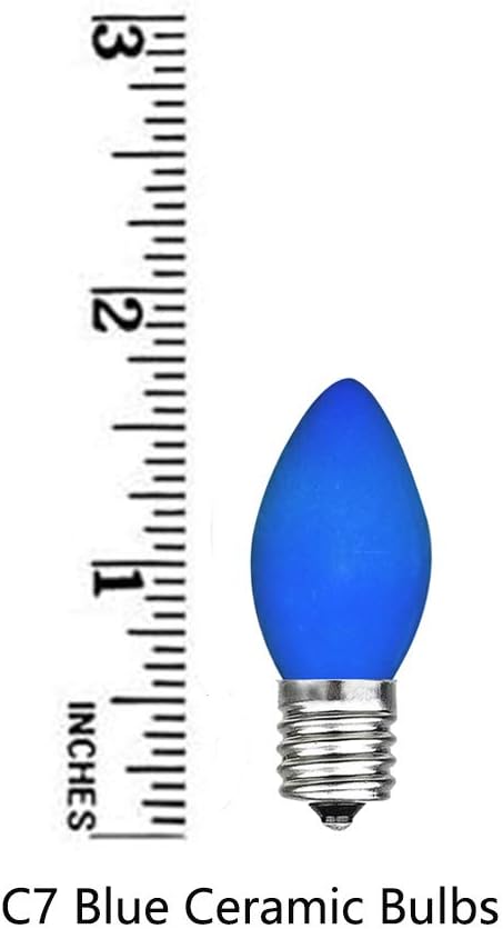 GOOTHY 25 Pack C7 Blue Christmas Replacement Light Bulbs, C7 Blue Incandescent Light Bulbs for Christmas Outdoor Patio Indoor String Lights, C7/E12 Candelabra Base Night Light Bulbs, 5 Watt 120 Volt
