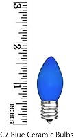 Vista 3 de GOOTHY Paquete de 25 bombillas de repuesto de Navidad C7, luces de Navidad de cerámica azul para patio al aire libre e interior, base de candelabro