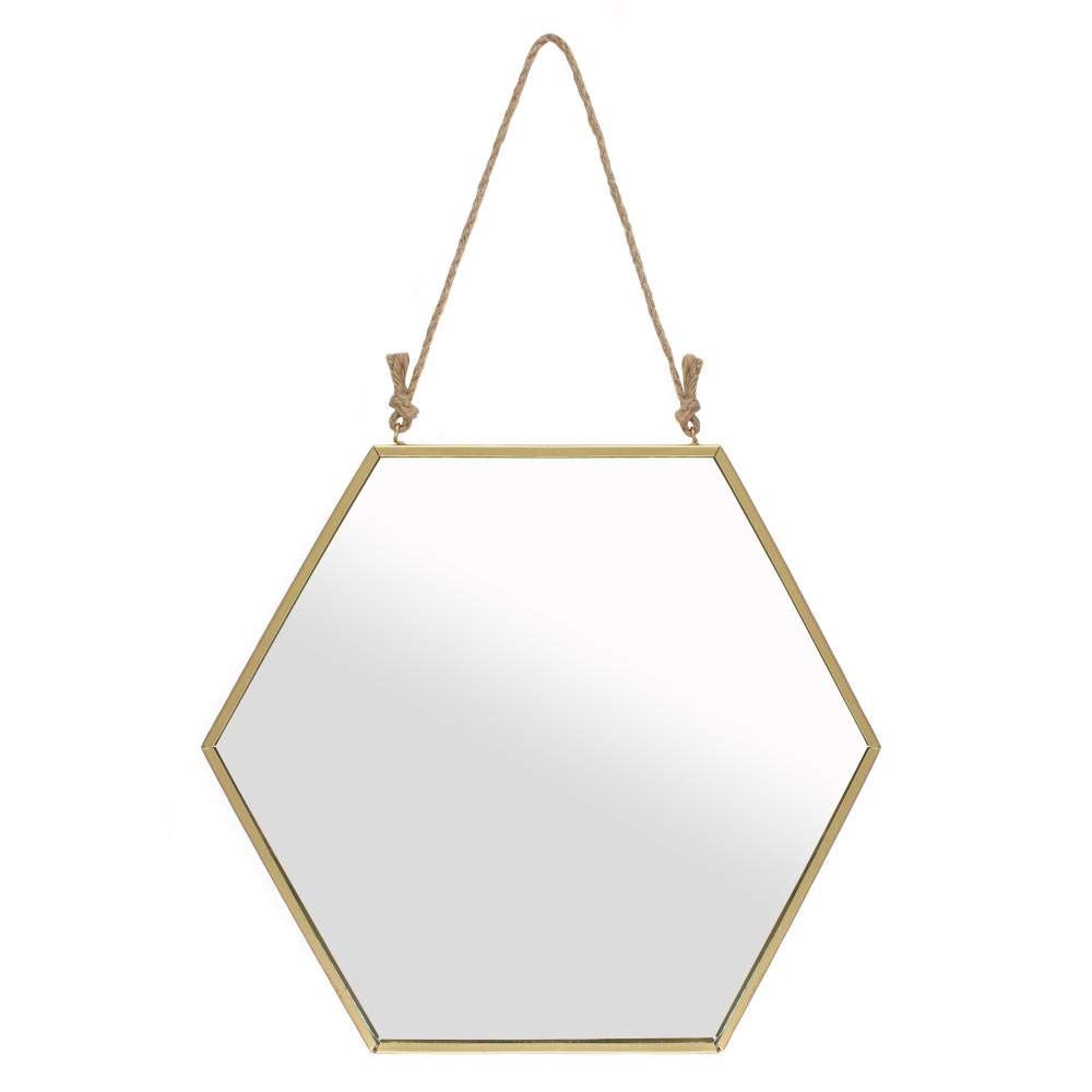 Stunning Gold Large Geometric Mirror, 26cm x 30cm (1 Pc.), Premium Glass, Unique Design, Eye-Catching Home Decor Accent