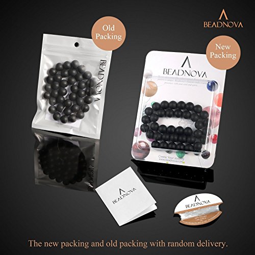 Image of BEADNOVA Black Matte Onyx Beads Natural Crystal Beads Stone Gemstone Round Loose Energy Healing with Crystal Stretch Cord for Jewelry Making (10mm, 36-38pcs)