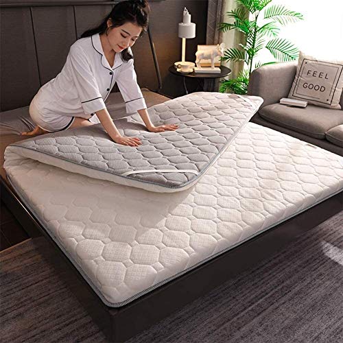 Japanische Futon Roll-Up Klappmatratze Traditionelle Anti-Rutsch-Tatami-Matte Platzsparende Isomatte Grau 90 x 200 cm (Farbe: Grau, Größe: 90 x 200 cm)