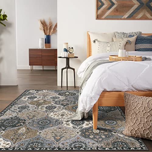 Lahome Moroccan Trellis Area Rug, 5X7 Washable Living Room Rug Indoor Non-Slip, Large Persian Oriental Accent Throw Rug For Kitchen Entryway Bathroom Bedroom Office Carpet (Grey, 5X7Ft) #TOP5
