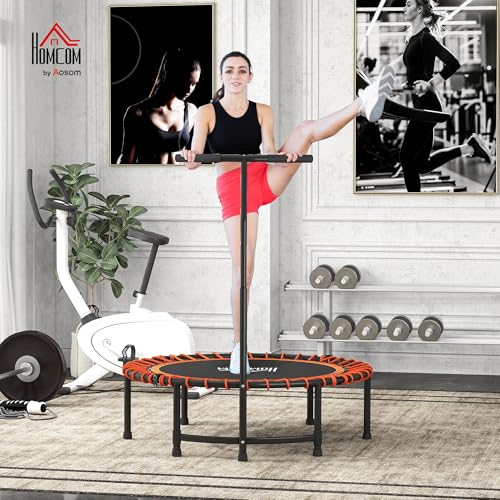 HOMCOM 45" Fitness Trampoline with Adjustable Handle, Folding Rebounder Trampoline Mini Jumper for Indoor Exercise Workout, Support Up to 100kg - Image 3