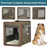 Petsfit Hundebox faltbar, mit 3 cm dicken Plüschmatte, tragbare Transportbox Hund Hundetransportbox für große Hunde, geeignet für den Innen und Außenbereich,Braun,L 79x53.5x66cm