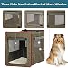 Petsfit Hundebox faltbar, mit 3 cm dicken Plüschmatte, tragbare Transportbox Hund Hundetransportbox für große Hunde, geeignet für den Innen und Außenbereich,Braun,L 79x53.5x66cm
