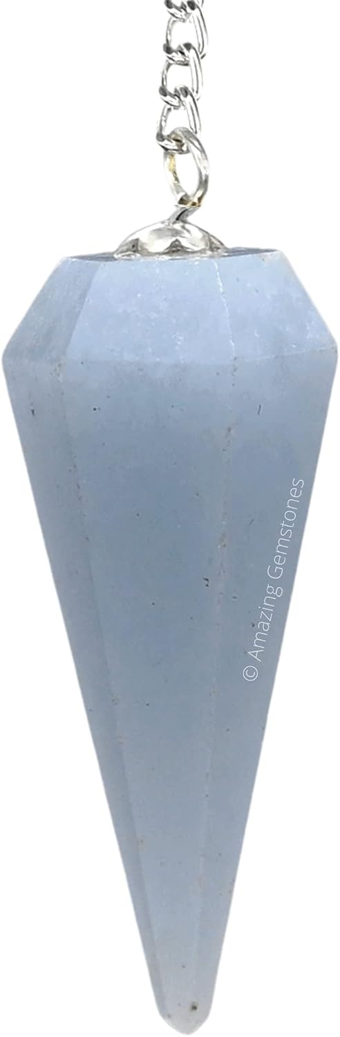 Amazing Gemstone Rainbow Moonstone Crystal Pendulum for Divination - Dowsing Pendulum Necklace with Chain and Crystal Ball for Reiki Healing and