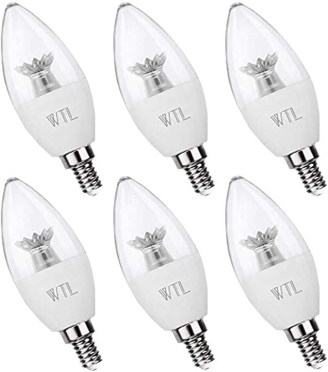 Wtl E12 Candelabra Led Bulbs 6 Pack 60w Equivalent 6w 2700k Warm White 550lm Non Dimmable For Chandelier B11 Ceiling Fan Bulb Home Improvement  Wtl E12 Candelabra Led Bulbs 6 Pack 60w Equivalent 6w 2700k Warm White 550lm Non Dimmable For Chandelier B11 Ceiling Fan Bulb Home Improvement