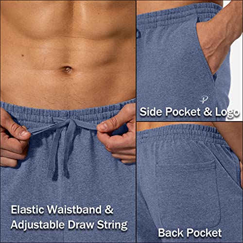 Pudolla Men\'s Cotton Yoga Sweatpants Athletic Lounge Pants Open Bottom Casual Jersey Pants for Men with Pockets (Navy Heather 3X-Large) - Thumbnail 6
