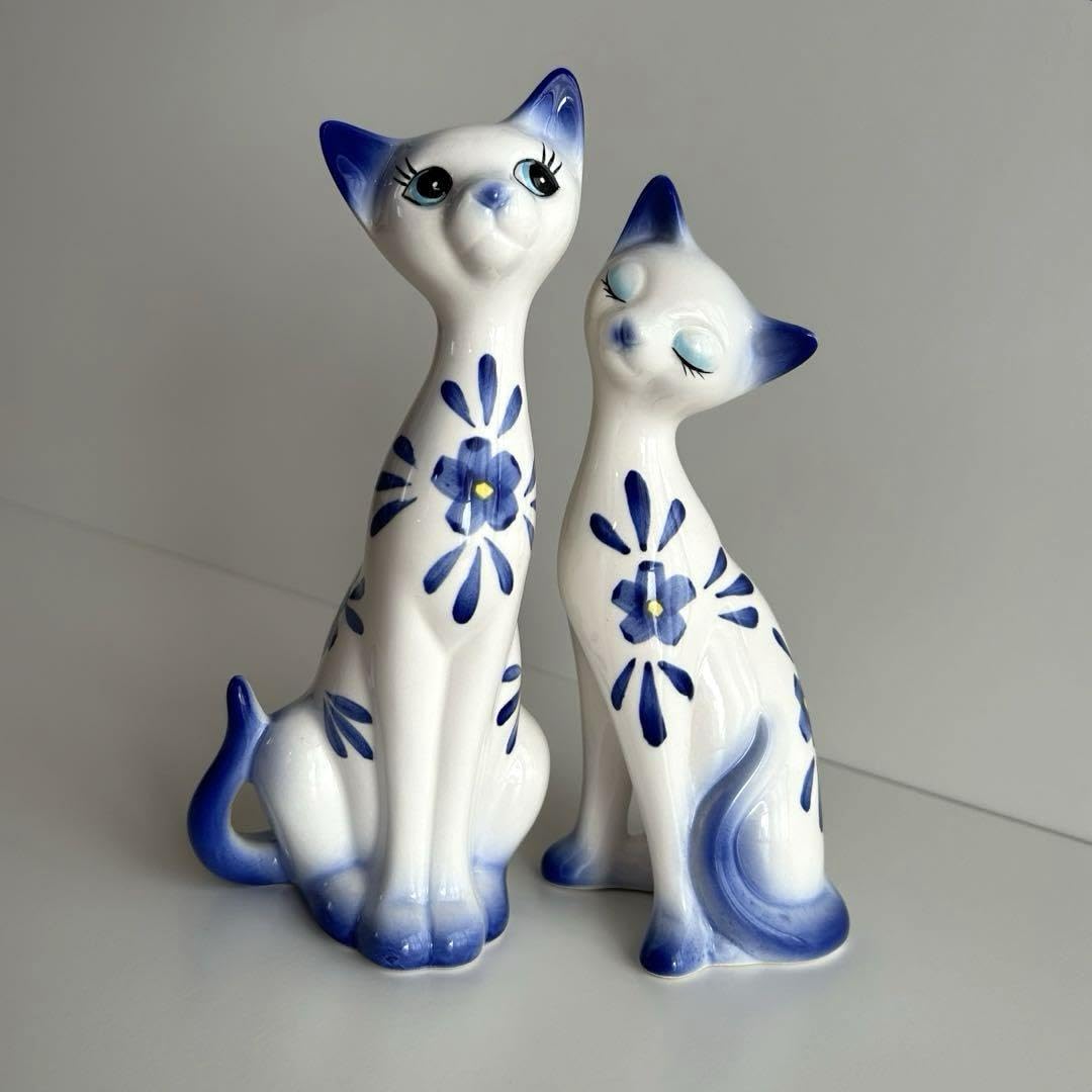 Amazon.co.jp: 猫 ネコ ねこ シャムネコ 置物 陶器 ペア レトロ ポップ