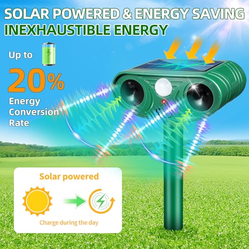2026 Solar Animal Repellent Outdoor&Cat Repellent Outdoor with Motion Deer Repellent Devices Ultrasonic Cat Deterrent Fox Raccoon Squirrel Rabbit Coyote Deterrent for Farm Orchard Garden 2 Pack - Thumbnail 5