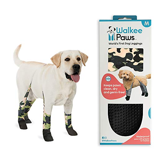 Walkee Paws Waterproof Dog Leggings | Keep Dog's Paws and Legs Clean & Dry On Walks | Protect Paws from Spring Rain, Mud & Summer Heat | Alternative to Dog Shoes | Camouflage (Size: Medium Dog)