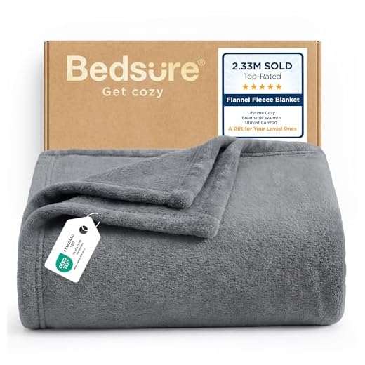 Bedsure Fleece Blankets Twin Size Grey - 300GSM Lightweight Plush Fuzzy Cozy Soft Twin Blanket for Bed, Sofa, Couch, Travel, Camping, 60x80 inches