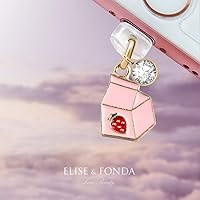 Vista 2 de ELISE & FONDA CP195 Puerto de carga USB Anti Polvo Plug Little Strawberry Milk Colgante Teléfono Charm para iPhone 11/XS MAX/XR/X/8 Plus/7/6S/8/SE