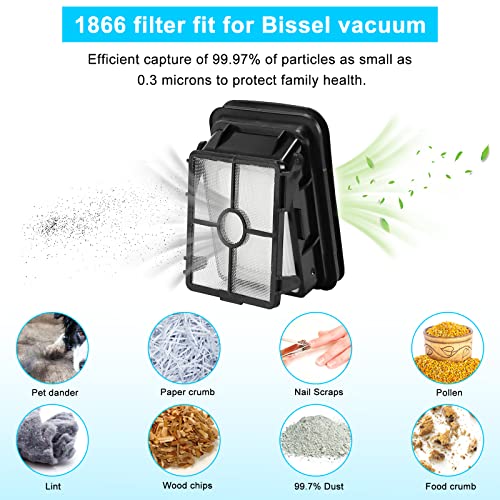 4 PACK 1866 Replacement Filter for Bissell Crosswave Pet Pro Vacuum 1785 2554 2551 2306 2304 1785A 2596 Crosswave Cordless Max Vacuum Cleaner Parts Replace 1608684 LUXRILIX