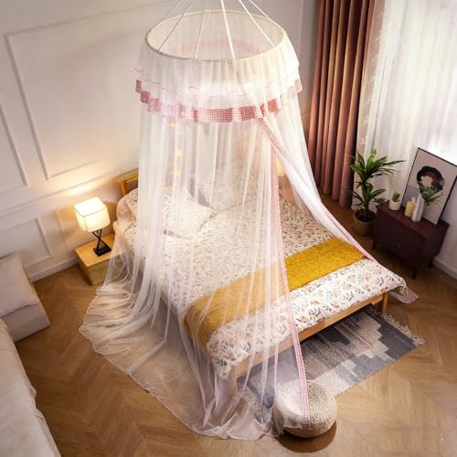 Baldaquin rond moustiquaire de lit de dôme drapé multicolore King - 3