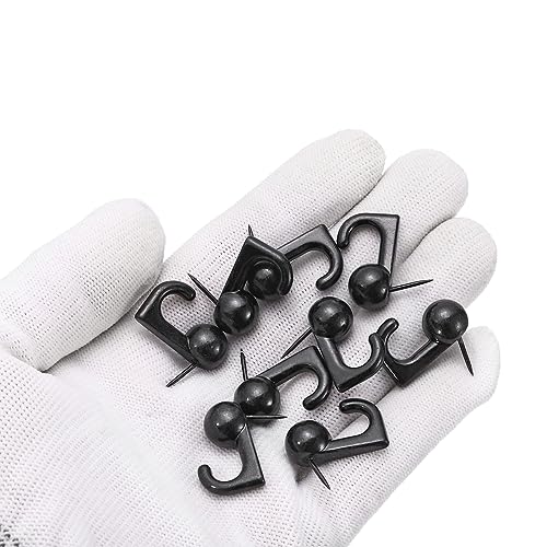 Image of uxcell Picture Hanging Hooks, 30pcs 20 Lbs - Zinc Alloy Hangers Nails, Push Pins for Hanging on Home Office Wooden or Fabric Wall (Black)