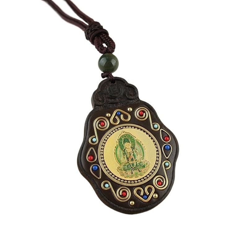 Collier Pendentif éléphant en ébène sculpté, un bijou Thangka vintage d'exception