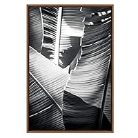 SIGNWIN Framed Canvas Wall Art Tropical Banana Leaf Backlit Sun Botanical Plants Watercolor Minimalism Modern Expressive Black and White for Living Room, Bedroom, Office - 16