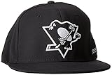 NHL Pittsburgh Penguins Men's SP17 Oversized Logo Flat Visor Flex Cap, Black, Large/X-Large