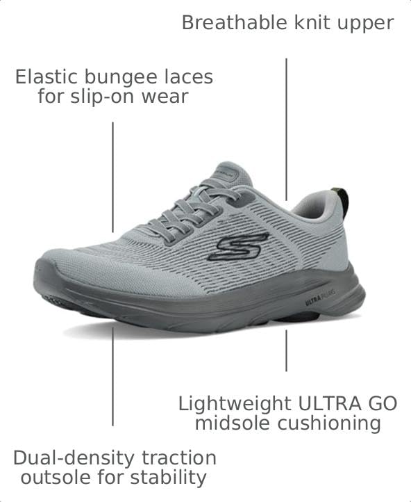 Image of Skechers Men's Go Walk 8 Day | Air-Cooled Goga Mat Insole, Ultra Go Cushioning, Dual-Density Outsole, Bungee Laces, Machine Washable