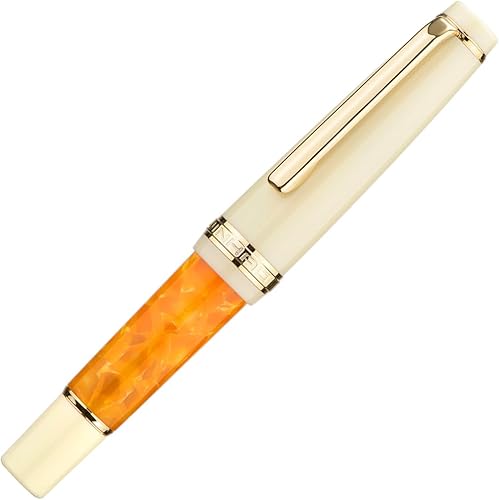 Miniatura 1 de Jinhao 82 Mini pluma estilográfica extra fina, bolígrafo acrílico naranja con borde dorado con juego de convertidor