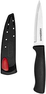 Farberware Edgekeeper 3.5-Inch Paring Knife with Self-Sharpening Blade Cover, High Carbon-Stainless Steel Kitchen Knife with Ergonomic Handle, Razor-Sharp Knife, Black