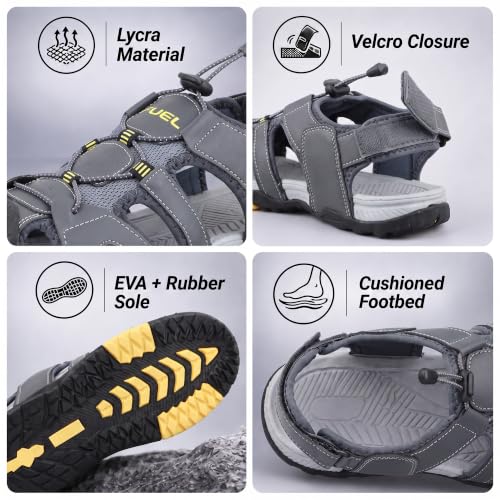 Image of FUEL Warrior Men's Fisherman Sandals - Comfortable, Breathable & Flexible Outdoor Sandals with Protective Toe, Anti-Skid Sole - Stylish Casual Beach & Sports Footwear