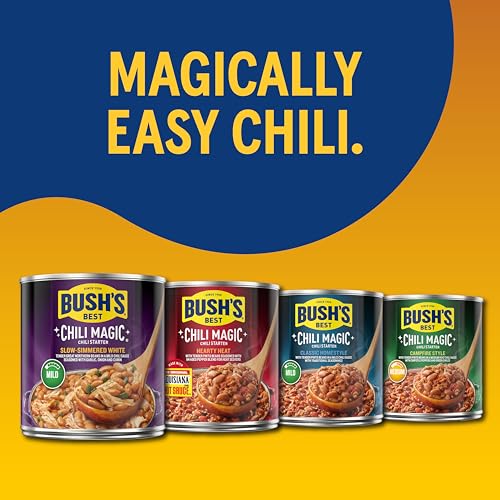 Image of BUSH'S BEST 15.8 oz Canned Slow-Simmered White Chili Magic Starter, Source of Plant Based Protein and Fiber, Low Fat, Gluten Free, (Pack of 12)