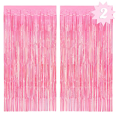 Image of xo, Fetti 2pk Hot Pink Fringe Foil Curtains | Bachelorette, Bridal Shower, Backdrop, Wedding, Birthday, Photo Booth, Party Decorations