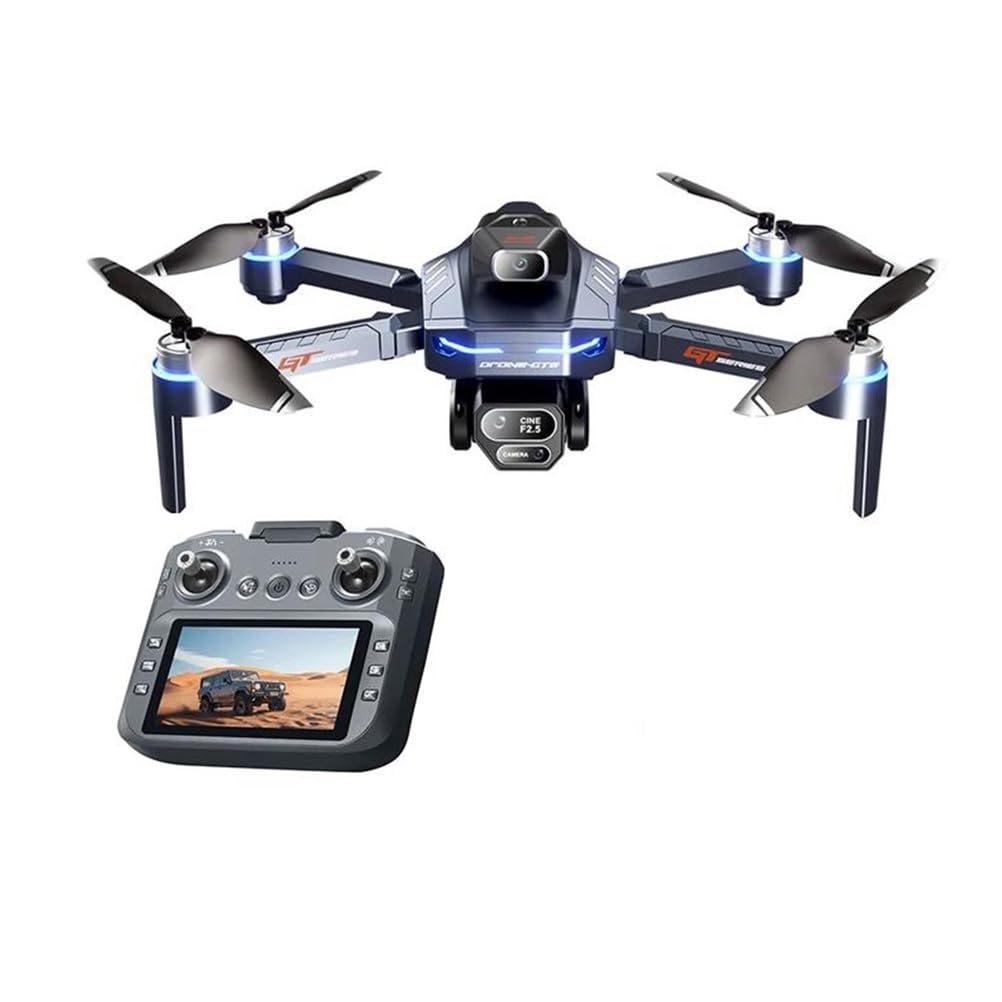 6k,Quad Battery,dron gt8 4k Profesional con cámara 6k, FPV aéreo, Evita obstáculos con Pantalla Grande, Control Remoto, dron RC Plegable