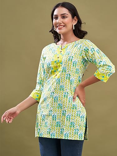 Image of feranoid Women Cotton Printed Short Kurti | Short Kurti for Women | Printed Cotton Kurti