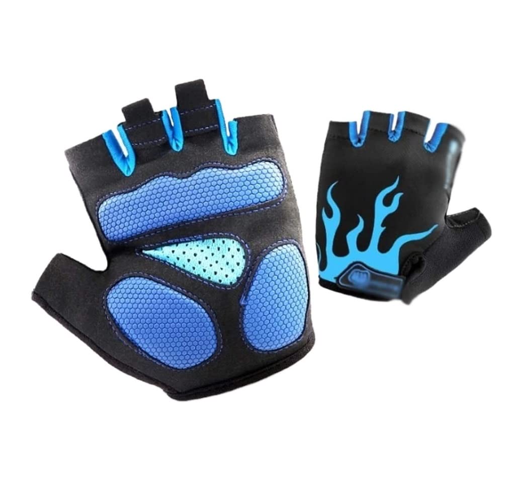 Guanti da Ciclismo Guanti da Equitazione Guanti da Escursionismo da Campeggio Antiscivolo Palestra Fitness Sport Guanti Mezze Dita per Biciclette Guanti da Bici (Blue : Blue, Size : M)