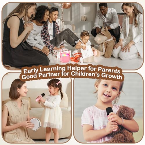 JYX Karaoke Maschine für Kinder & Erwachsene, Mini Karaoke Anlage mit Mikrofonen, Bluetooth Karaoke Lautsprecher für Heimparty, Geschenk für Brithday für Mädchen und Jungen