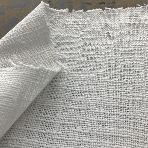 Image of 100% Cotton Duck Fabric by The Yard - Heavy Duty Canvas Cloth for Upholstery, Curtains, Bags, Crafts & Home Decor Size 62 inch- Available in Yellow, White, Natural & Blue (Off White, 3 Metre)