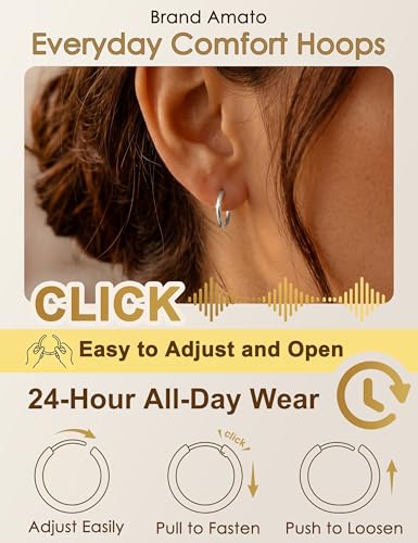Miniatura 3 de Milacolato Pequeños Pendientes De Aro De Plata Para Mujer Hombre 8mm