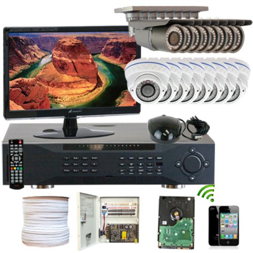 GW Security Inc 16CHE5 Vari-Focal Lens Security Camera Surveillance System (White/Black)