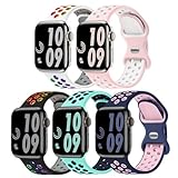 5 Pack Sport Bands Compatible with Apple Watch Band 44mm 45mm 46mm 42mm 41mm 40mm 38mm 49mm for Men Women, Breathable Silicone Wrist Strap for iWatch Series 11 10 9 8 7 6 5 4 3 2 1 SE3 2 1 Ultra3 2 1