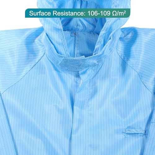 Image of MECCANIXITY ESD Lab Coat Clothing Science One Piece Clothes Elastic Cuff with Hat Hood Wear Uniform Work for Men Women