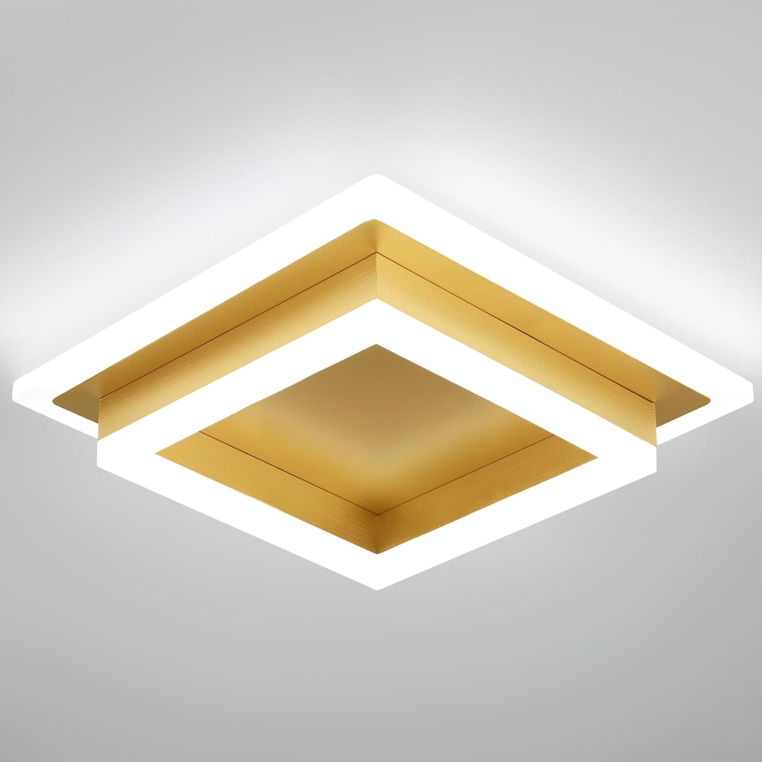Modern LED Ceiling Lights, Gold Kitchen Ceiling Light, 32W Cool White 6000K Acrylic LED Hallway Ceiling Light Fixtures, Flush Mount Ceiling Lights for Bedroom Dining Room Kitchen Bathroom(Gold) Gold-6000K 1 PACK
