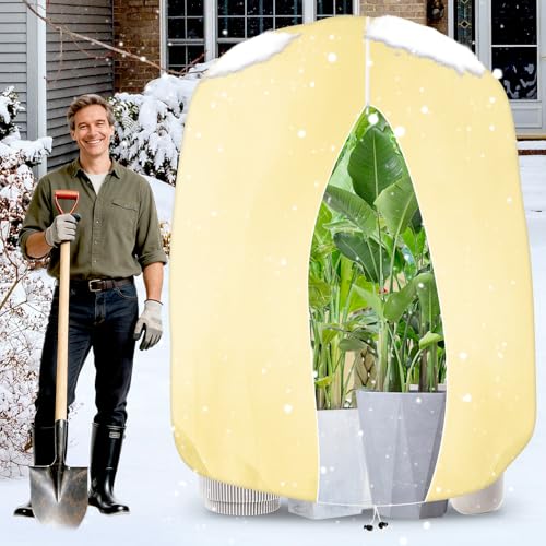 Staranry Winterschutz Pflanzen Außen 360cmx250cm, Winterschutz für Kübelpflanzen mit Kordelzug, Reißverschluss, Befestigungsclips, Winterschutz für Pflanzen Dickes Material, Waschbar, Reißfest