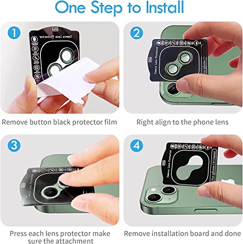 Image of inchCamera Lens Protector Ring Compatible with iPhone 13 / iPhone 13 Mini, Luxury Diamond Design Camera Lens Protection Cover, Anti-Scratch, Anti-Fingerprint, Durable Metal Ring Guard for Stylish Lens Protection inchGreen
