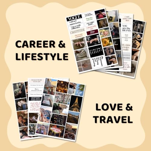 Image of Manifestation Poster | 2026 Vision Board Supplies (200+ Elements, 12 A4 Sheets, A4 Board with Hook) Aesthetic | Life Goals Quotes Daily Affirmations for Women | Manifestation Posters | Manifest Dream Life Poster for Wall