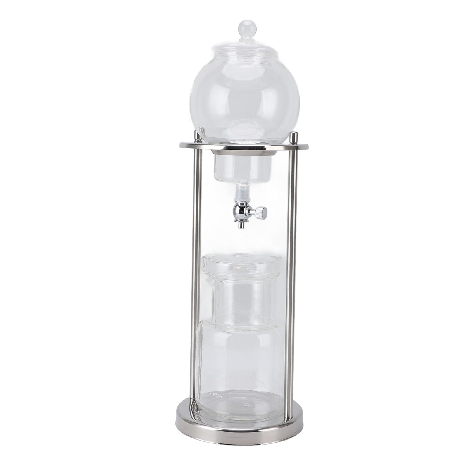 Cafetera con Gotero Ice Cold Brew, Diseño Moderno y Elegante para Oficina en Casa, Torre de Acero Inoxidable de Vidrio de 600ml