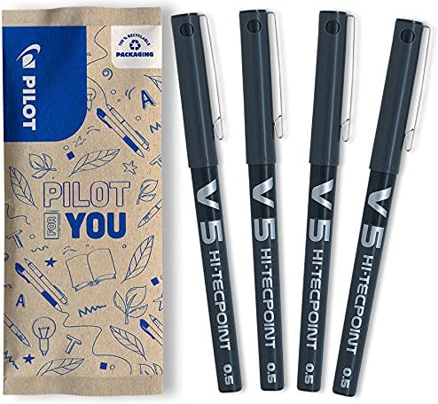 Stylo pilot v5 noir à pointe fine en lot de quatre