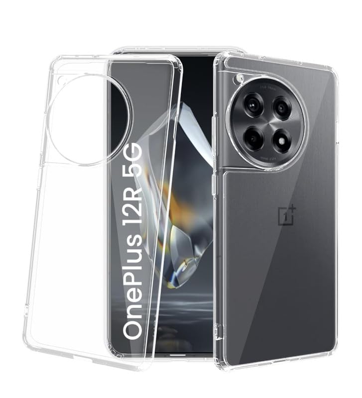 Image of Case Creation New Oneplus 12R Premium Imported 0.3mm Crystal Clear Totu Silicone Transparent Flexible Soft Corner Protection with TPU Slim Back Case Cover for One Plus 12R