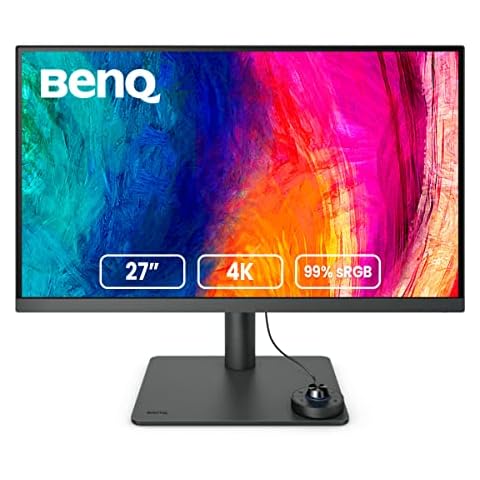 BenQ PD2705U 27” 4K Monitor for Mac, UHD, sRGB, Rec.709, HDR10, IPS, AQCOLOR Technology, USB-C, Factory-Calibrated, Color Mode, Darkroom mode, Animation Mode, CAD/CAM Mode, Hotkey Puck G2, KVM Cover