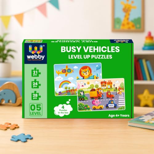 Image of Webby Busy Vehicles Level Up Jigsaw Puzzles for Kids