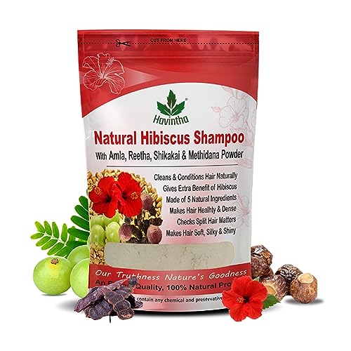 Havintha Natural Hair Shampoo With Amla Reetha Shikakai Methi Dana And Hibiscus Powder For Men & Women, Totally Organic | Paraben and Sulphate Free Shampoo – 227gm (Pack of 1)