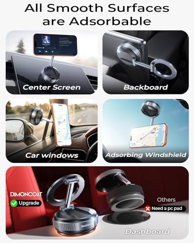 Image of DIMONCOAT 2026 Upgraded Vacuum for Magsafe Car Mount【119+LBS Strongest Suction & Dual-Form Design】 Magnetic Phone Holders for Your Car, 360 Adjustable Car Phone Holder Mount for iPhone 17 Pro S26