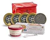 TSAR CAVIAR Black Caviar Set âCaspian Seaâ 30g x 4 - OVERNIGHT DELIVERY - Black Caviar Sturgeon - Light-Salted Osetra Caviar Eggs - Gourmet Food Gifts - Malossol Fish Roe